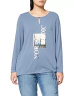 Koszulki i topy damskie - Samoon T-shirt damski, Niebieski/granatowy nadruk, 42 - miniaturka - grafika 1