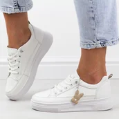 Półbuty damskie - Białe półbuty damskie na platformie Vinceza 13613 - miniaturka - grafika 1