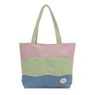 Inne - TEMU Wytrzymała Torba na Ramię dla Kobiet z Zamkiem Błyskawicznym - Stylowy Zielony, Niebieski i Beżowy Bloku, Przestronne Wnętrze na Codzienne - miniaturka - grafika 1