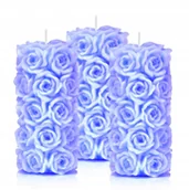Świece - Świeczki ozdobne róża zestaw 3szt H-14cm niebieski - miniaturka - grafika 1