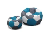 Fotele i pufy dla dzieci - Pufa piłka XXXL worek + gratis biało-szaro-turkusowa - miniaturka - grafika 1