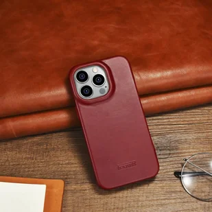 iCarer CE Oil Wax Premium Leather Folio Case skórzane etui iPhone 14 Pro Max z klapką magnetyczne MagSafe czerwony (AKI14220708-RD) - Etui i futerały do telefonów - miniaturka - grafika 25