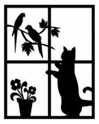 Obrazy i zdjęcia na płótnie - Obraz Ażurowy Dekoracja Ścienna Kot W Oknie A119 - miniaturka - grafika 1