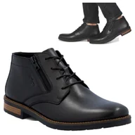 Półbuty męskie - Rieker SKÓRZANE Półbuty Męskie Jesienne Trzewiki Wiązane Wsuwane Czarne 41 - miniaturka - grafika 1