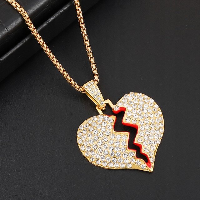 Naszyjnik wisiorek Złamane Serce Broken Heart iced prezent streetwear Y2K