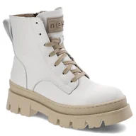 Botki damskie - Białe Botki Nessi Skórzane Ocieplane Buty Damskie - miniaturka - grafika 1