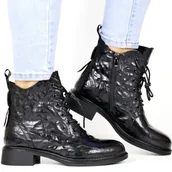 Botki damskie - DAMSKIE TRZEWIKI BOTKI SKÓRZANE VINCEZA 86412 CZARNE - miniaturka - grafika 1