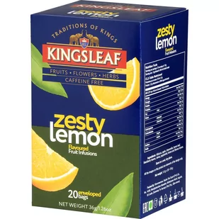Kingsleaf ZESTY LEMON herbata owocowa CYTRYNA RUMIANEK MIĘTA napar bez kofeiny saszetki - 20 x 1,8 g - Herbata - miniaturka - grafika 1