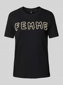 Koszulki i topy damskie - T-shirt z obszyciem perełkami model ‘NANNA’ - miniaturka - grafika 1