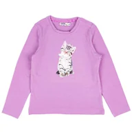 Bluzki damskie - Dziewczęca bluzka z długim rękawem, liliowa, kotek/Olimpias - miniaturka - grafika 1