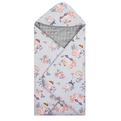 Otulacze - Otulacz dla niemowląt do fotelika, nosidełka, 77x77cm dwustronny kocyk z kapturem, zwierzątka - miniaturka - grafika 1