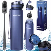 Butelki filtrujące - Aquaphor City butelka filtrująca 1l granatowa + szczoteczka do mycia Zestaw - miniaturka - grafika 1