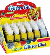 Taśmy klejące - Amos Klej z brokatem AMOS GCL22D24GS - 22ml x 24 kolory sreb./złoty KL09AMO - miniaturka - grafika 1