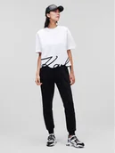 Koszulki i topy damskie - KARL LAGERFELD T-Shirt Signature Hem 226W1703 Biały Relaxed Fit - miniaturka - grafika 1