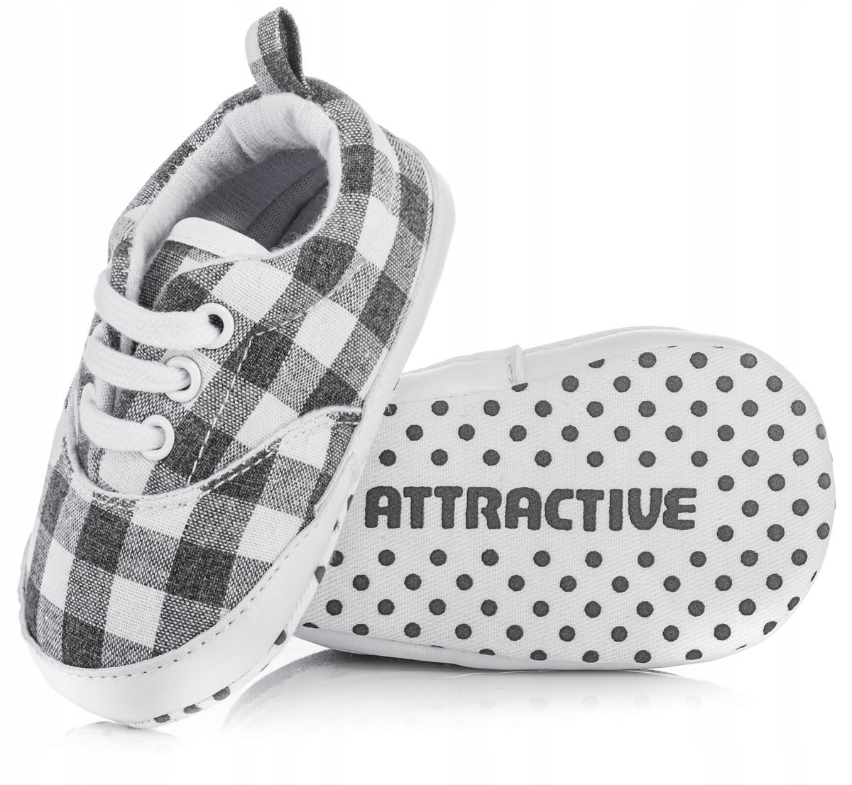 Szare Trampki Niemowlęce W Kratę - Buciki