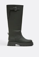 Botki damskie - Stradivarius Płaskie botki z efektem gumy Khaki 36 - miniaturka - grafika 1