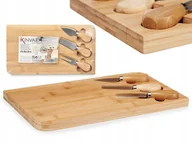 Deski do krojenia - EKO ZESTAW DESKA DO SERWOWANIA SERÓW WĘDLIN KROJENIA TACA BAMBUS NOŻE AR - miniaturka - grafika 1