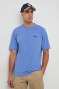 Koszulki męskie - Boss Orange t-shirt bawełniany męski kolor niebieski gładki - miniaturka - grafika 1