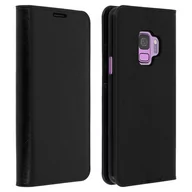 Etui i futerały do telefonów - Etui Folio z Prawdziwej Skóry Samsung Galaxy S9 z miejscem na kartę Podstawka wideo Czarne - miniaturka - grafika 1