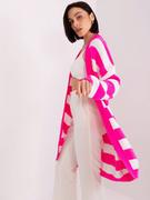 Swetry damskie - Kardigan fluo różowy casual narzutka rękaw długi długość długa - miniaturka - grafika 1