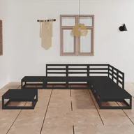 Meble ogrodowe - vidaXL 8-cz. zestaw wypoczynkowy do ogrodu, czarny, drewno sosnowe 3075513 - miniaturka - grafika 1