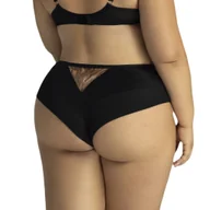 Majtki damskie - Brazyliany damskie z haftem i tiulem AV 2143 czarne cętki L - miniaturka - grafika 1