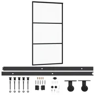 Drzwi wewnętrzne - vidaXL Drzwi przesuwne z osprzętem, szkło ESG i aluminium, 102x205 cm - miniaturka - grafika 1