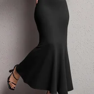 Spódnice - TEMU Damska Sukienka Maxi A-Line - Wysoki Stan, Kontrola Brzucha, Elegancka Jednokolorowa, Wiosna , Sukienka na Wesele, Casual do Półformalnej, - miniaturka - grafika 1