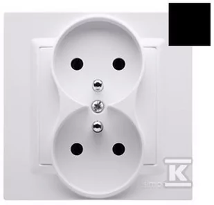 Gniazdo wtyczkowe z uziemieniem podwójne, monoblok, 16A, 250V~, zaciski śrubowe, czarny mat *Kompletne - nie do ramek, SIMON10 - Gniazdka elektryczne - miniaturka - grafika 1