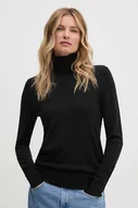 Swetry damskie - Calvin Klein sweter damski kolor czarny lekki z golfem K20K207449 - miniaturka - grafika 1