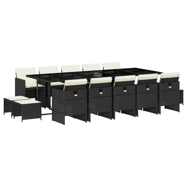 Zestaw mebli ogrodowych rattan PE czarny 275 x 106 x 73 cm