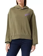 Bluzy damskie - Replay Damska bluza z kapturem, 676 Army Green, XL - miniaturka - grafika 1