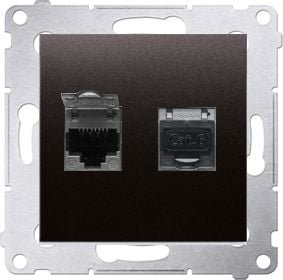 Kontakt-Simon Gniazdo komputerowe podwójne ekranowane RJ45 kategoria 6 antracyt D62E.01/48