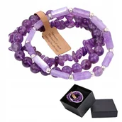 Bransolety męskie - Zestaw 3 x Bransoletka Męska 5-8 mm Kamień Naturalny Ametyst Amethyst - miniaturka - grafika 1