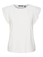 Koszulki i topy damskie - VERO MODA Women's VMTASSA SL Frill NOOS Top, Snow White, S, Snow White, S - miniaturka - grafika 1