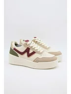 Trampki damskie - Bellucci Sneakersy w kolorze beżowo-bordowym - miniaturka - grafika 1