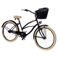 Rowery - Rower miejski damski La Donna Night Cream 7B +KOSZ rama 19,5" koło 26" ham. v-brake - miniaturka - grafika 1