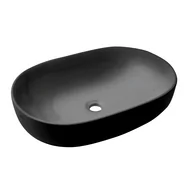 Umywalki - Invena Korfu umywalka 60x42 cm nablatowa owalna czarny półmat CE-34-005 - miniaturka - grafika 1
