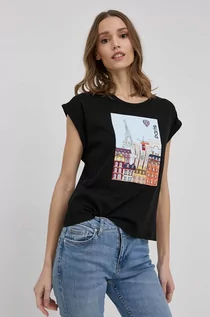 Koszulki i topy damskie - LIU JO t-shirt bawełniany kolor czarny - grafika 1