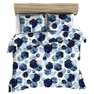 Pościel z kory 140x200 granatowa biała geometria - Pościel - miniaturka - grafika 1