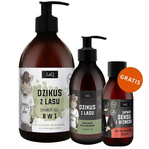 Zestaw LaQ, żel pod prysznic, Dzikus z lasu, 500 ml + balsam po goleniu, Dzikus z Lasu, 150 ml + żel pod prysznic 8w1, Doberman, 100 ml gratis - Zestawy kosmetyków damskich Zestaw LaQ, żel pod prysznic, Dzikus z lasu, 500 ml + balsam po goleniu, Dzikus z Lasu, 150 ml + żel pod prysznic 8w1, Doberman, 100 ml gratis - Zestawy kosmetyków damskich - miniaturka - grafika 1