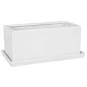 Donice - Doniczka ceramiczna biała połysk osłonka podstawka 24cm zioła kaktusy - miniaturka - grafika 1