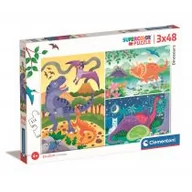 Puzzle - Puzzle 3x48 el. Super Kolor Dinosauri Clementoni - miniaturka - grafika 1