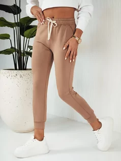 Spodnie sportowe damskie - Spodnie damskie dresowe MILA kamelowe Dstreet UY1823 - grafika 1