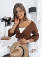 Swetry damskie - Sweter damski NUTI kamelowy Dstreet MY1678 - miniaturka - grafika 1
