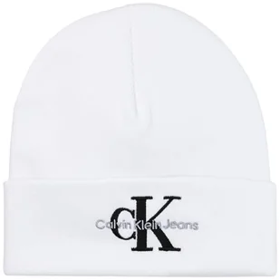 Calvin Klein Męska czapka z dzianiny Monologo Embro, Jasnobiały, Rozmiar uniwersalny - Czapki damskie - miniaturka - grafika 1