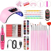 Lampy kosmetyczne - Zestaw do hybrydy lampa LED UV 54 W + frezarka - miniaturka - grafika 1