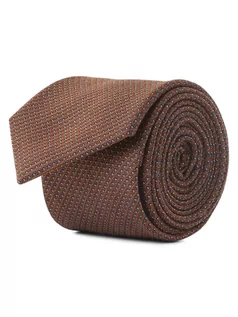 Krawaty i muchy męskie - Andrew James - Krawat męski z dodatkiem jedwabiu, pomarańczowy|brązowy - grafika 1