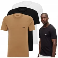 Koszulki męskie - Koszulki męskie T-shirt Hugo Boss zestaw 3 pak bawełna camel czarna biała L - miniaturka - grafika 1