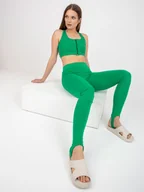 Legginsy - Zielone legginsy basic z paskiem pod stopą-M - miniaturka - grafika 1